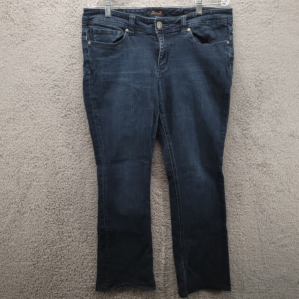Seven 7 Pants womens 12 Blue Slim Boot Jeans‎ Dark Wash embroidered Pockets